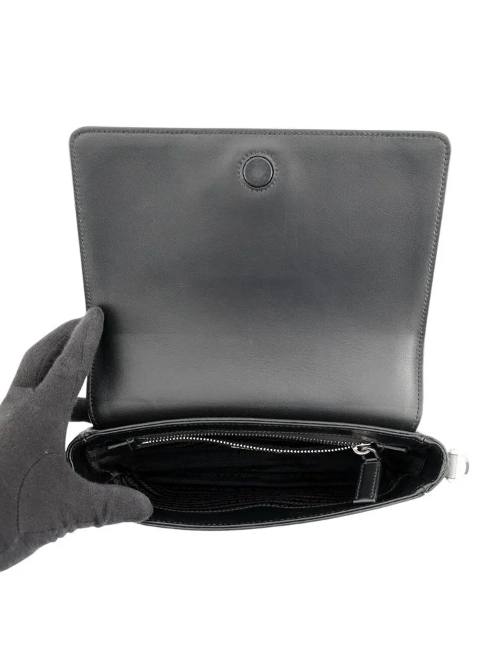 Prada Shoulder Bag Triangle Logo Saffiano Leather
